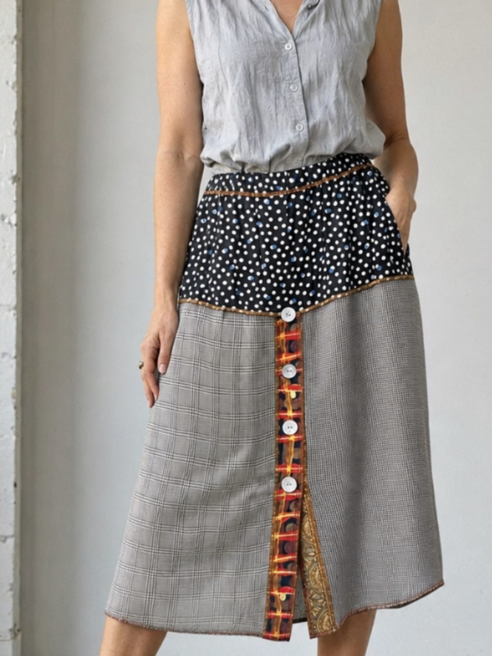 Nothing Matches | Handmade Retro Button Down Skirt | Size Small - Picture 1 of 13